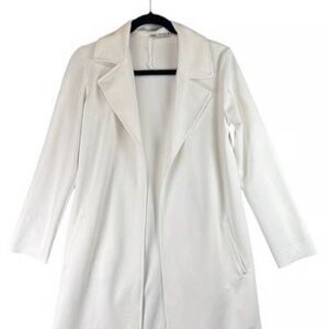 ZARA Longline Open Front Ivory Drape Coat – Size L